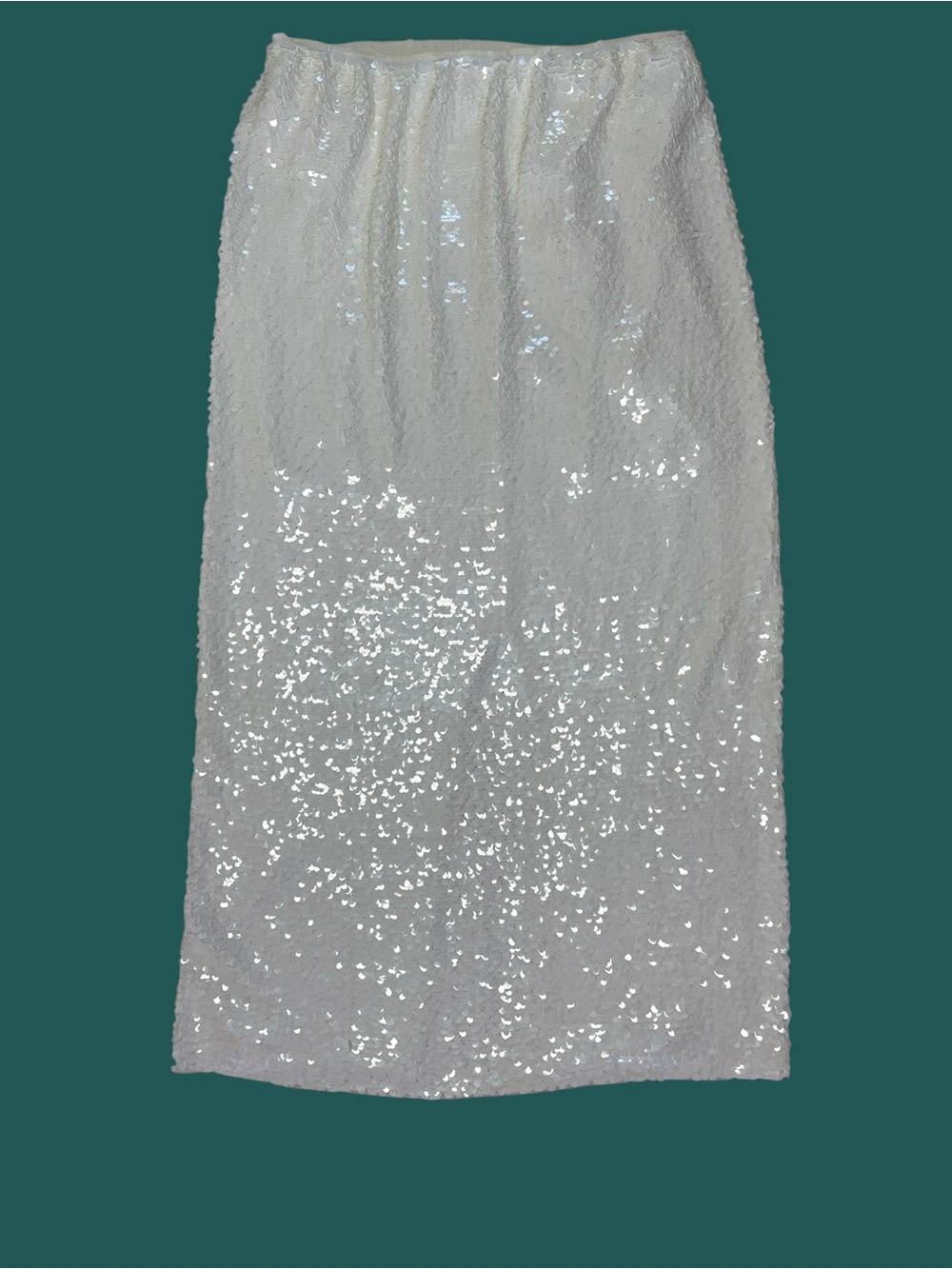 Tory Burch White Sequin Maxi Skirt Women's Size 10